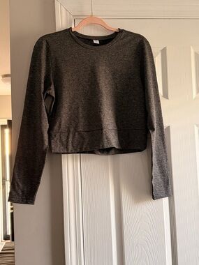 Old Navy Dark Charcoal Cropped Crewneck Sweatshirt